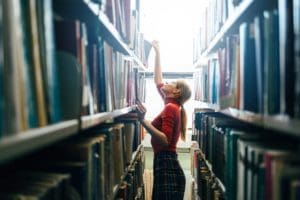 Young woman in Library