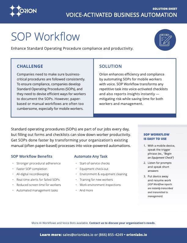 SOP Workflow Fact Sheet