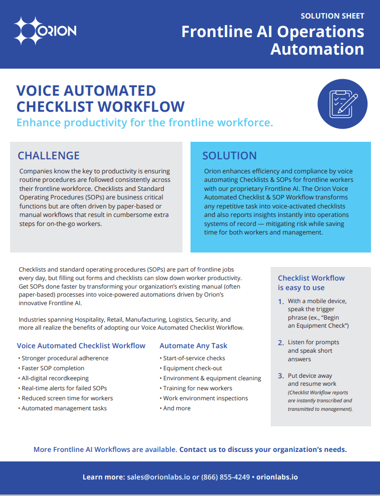 Voice Automated Checklist Workflow Fact Sheet