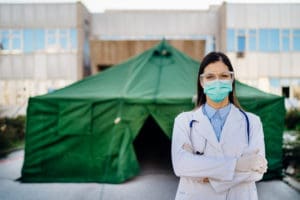 Female doctor wearing a mask