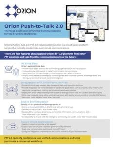PTT 2.0 Fact Sheet - Push to Talk Platform -Orion