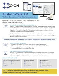 PTT 2.0 Fact Sheet - Push-to-Talk Platform -Orion