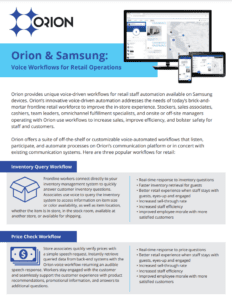 Orion Samsung Retail Workflows