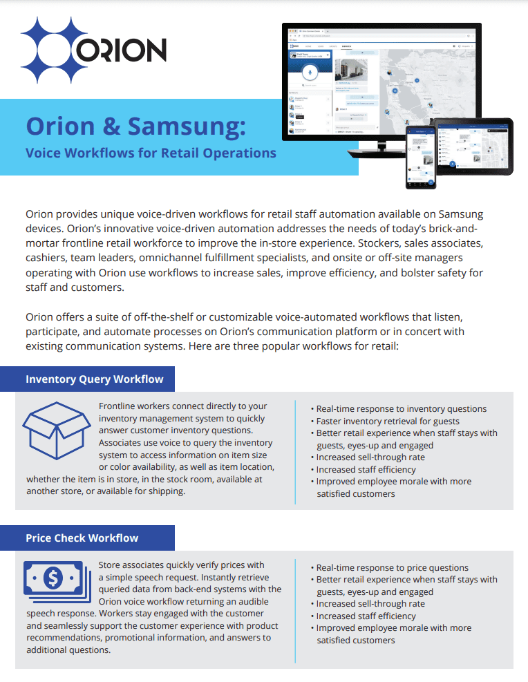 Orion & Samsung: Voice Workflows for Retail Operations