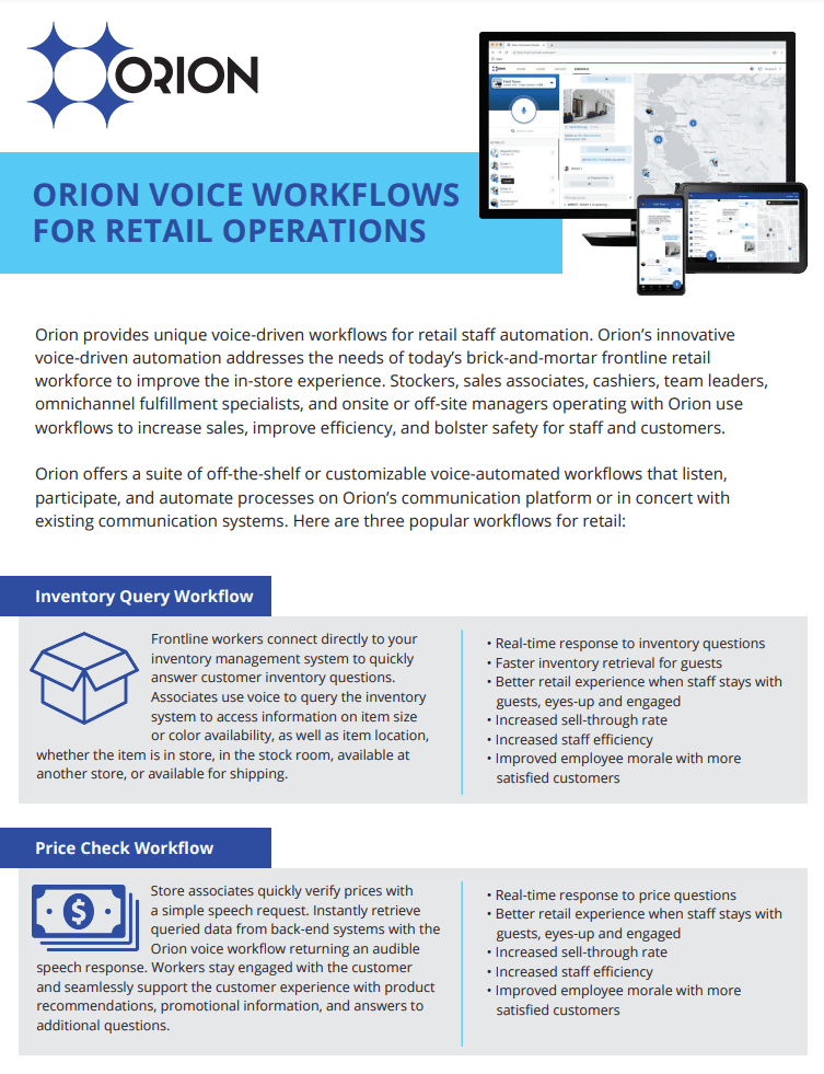 Orion Voice Workflows for Retail Operations