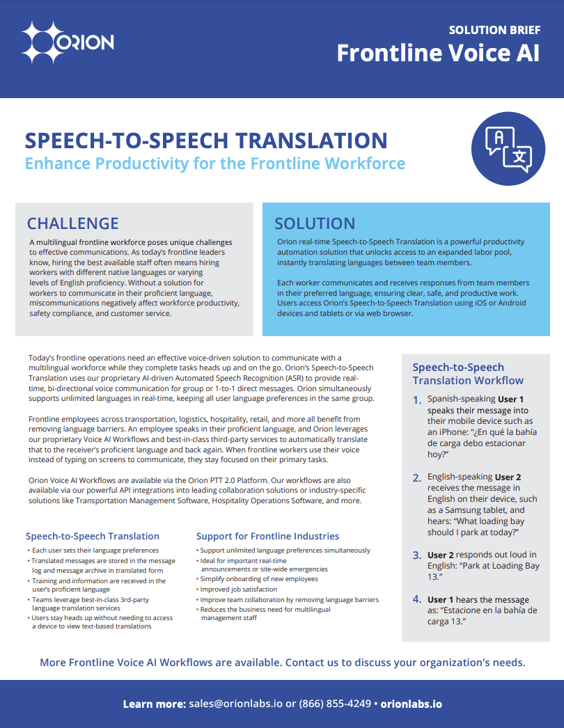 Speech-to-Speech Translation Solution